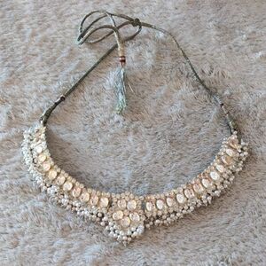 Elegant Indian Silver And Crystal Choker Necklace